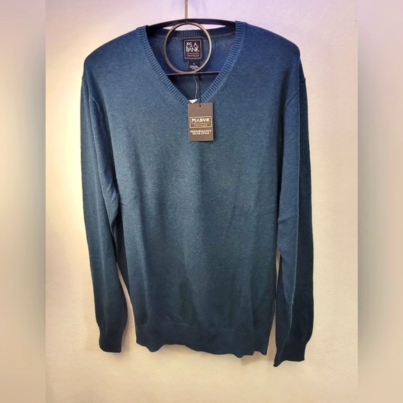Jos A. Banks Traveler Long Sleeve Sweater 100% Cotton Teal Size XL - Picture 1 of 9